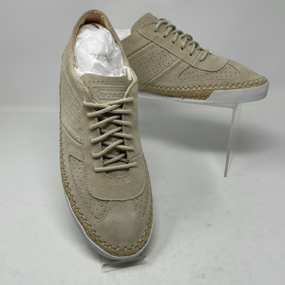 New Coach Parson Perf Cream Suede Leather Sneakers Size 10B